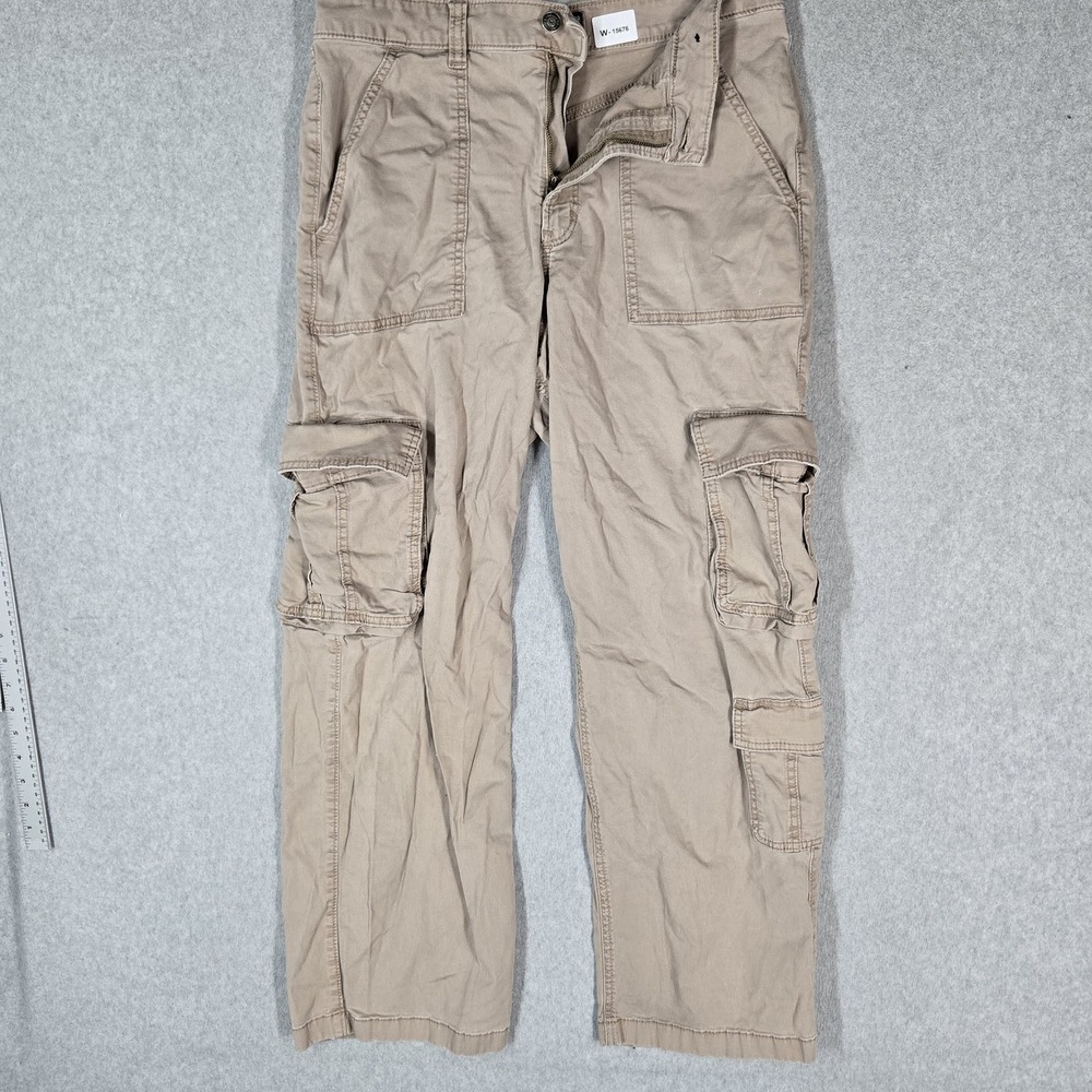 Hollister Women Pants 14R W‎ 32R Beige Cargo Ultra High-Rise Baggy Y2K Skater